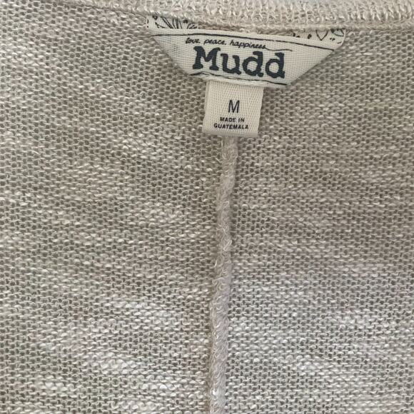 Mudd Cream/Tan High Low, Asymmetrical, Flowy, Tunic, Sweater, Size M - Picture 4 of 11